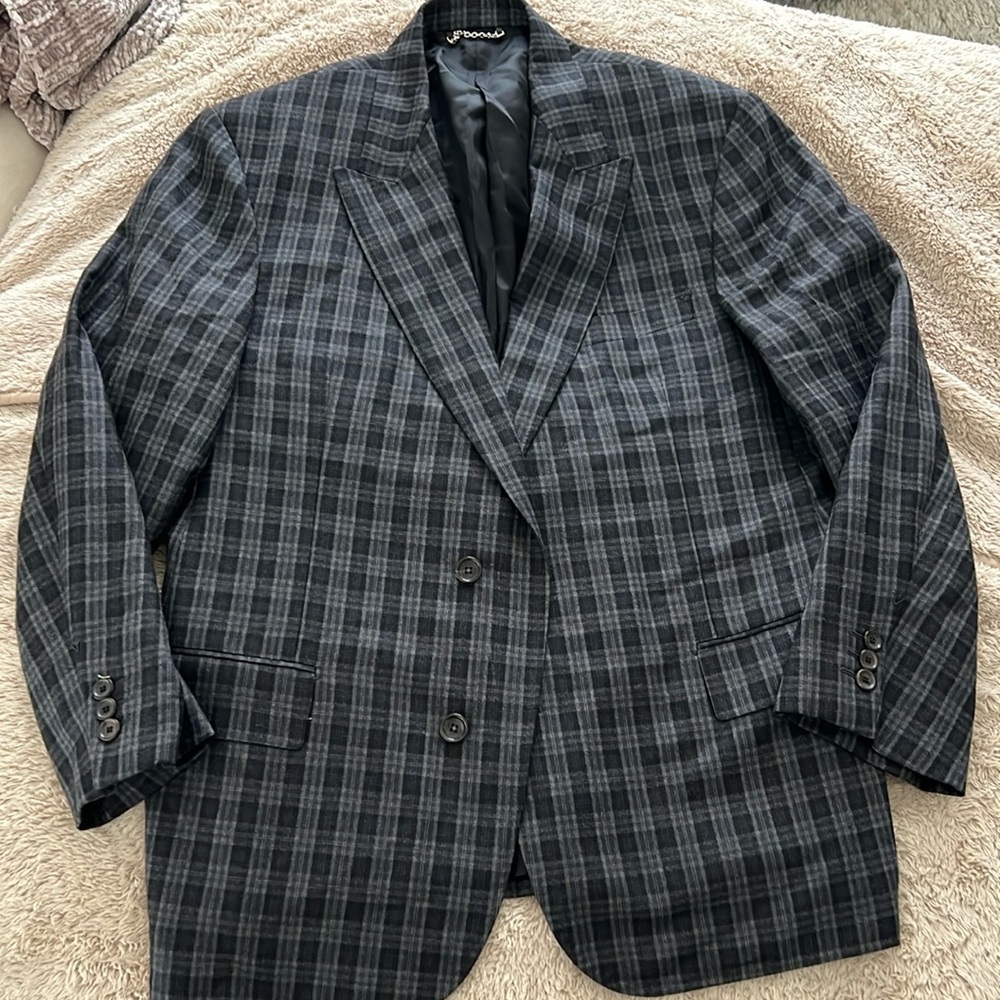 Louis Vuitton Men’s Black and Grey Plaid Blazer Pont Neuf Fit